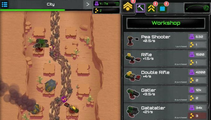 Turret Fusion Idle Clicker – Tower defense and idle games ⭐4.5